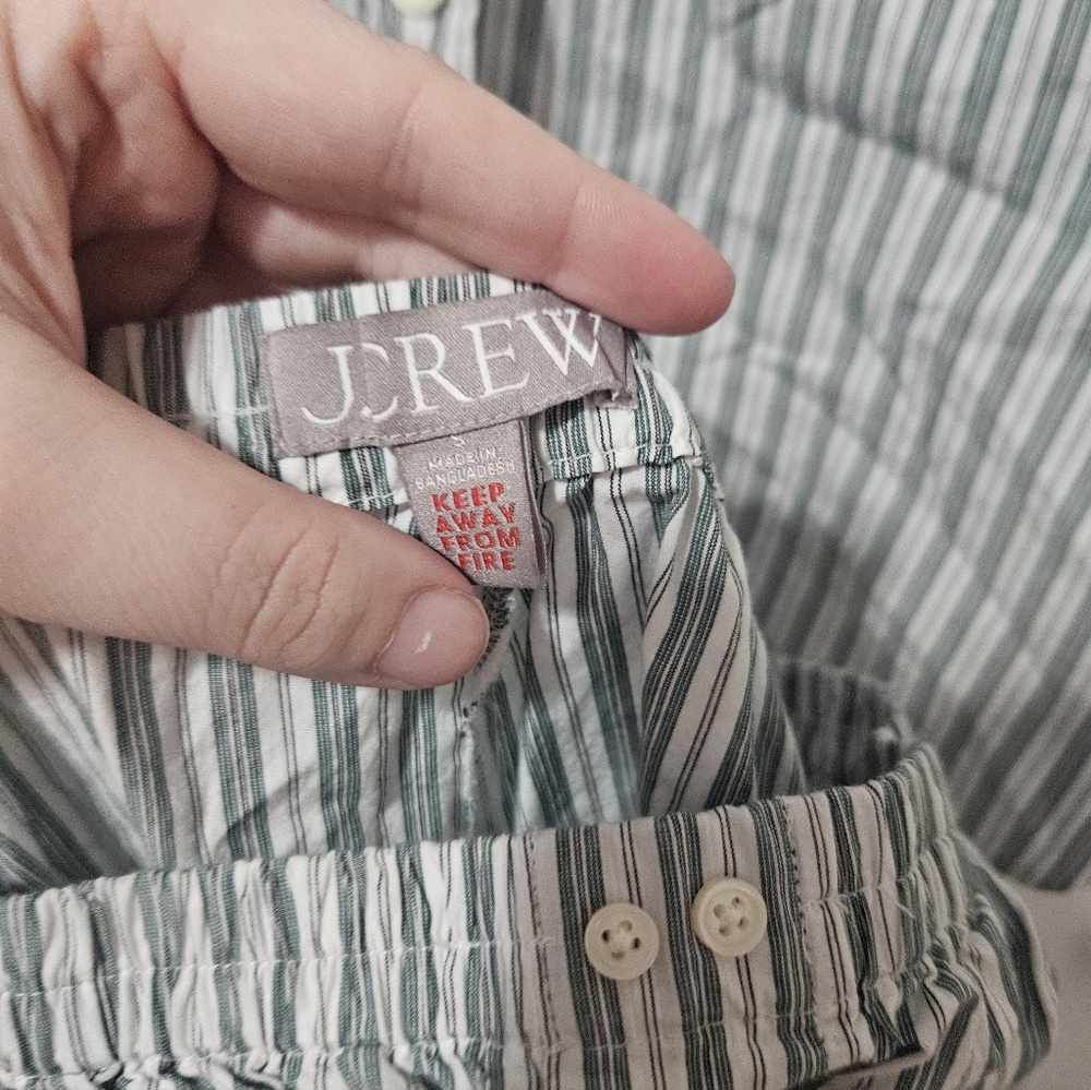 J. Crew 100% Cotton Green Striped Pajamas S - Picture 6 of 7